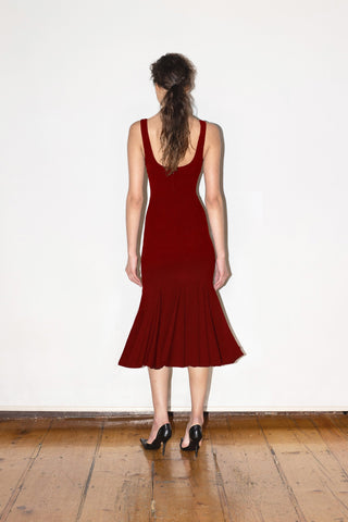GODET MIDI DRESS IN CREPE-JERSEY