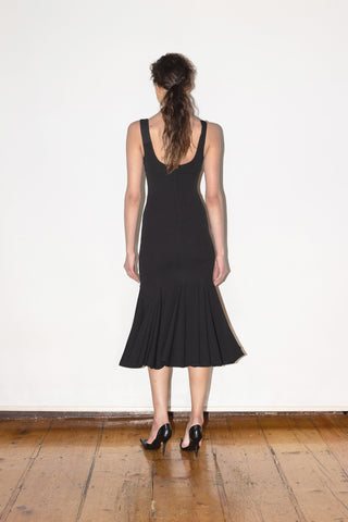 GODET MIDI DRESS IN CREPE-JERSEY