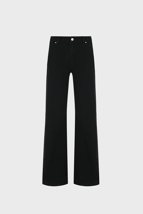 WIDE-LEG JEANS IN BLACK DENIM