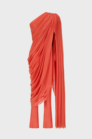 DRAPED ONE-SHOULDER JUMPSUIT IN TULLE