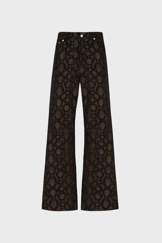 WIDE-LEG PANTS IN SNAKE-PRINT LAMBSKIN