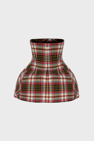 TAILORED SCULPTED MINI DRESS IN TARTAN