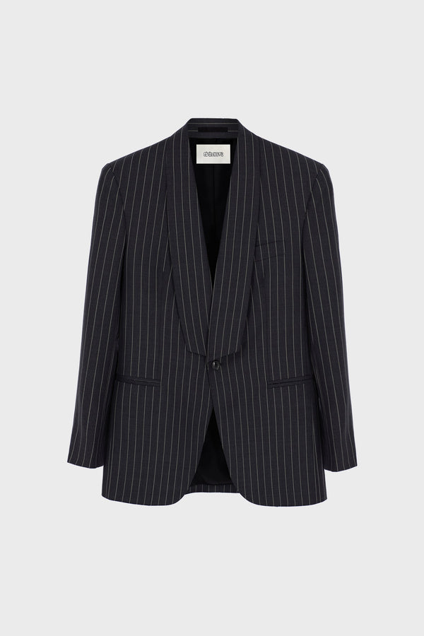 TAILORED SINGLE-BREASTED JACKET IN PINSTRIPED VIRGIN WOOL
