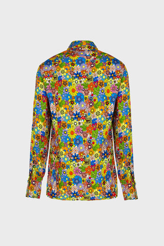 TAILORED PUSSY-BOW SHIRT IN PRINTED SATIN