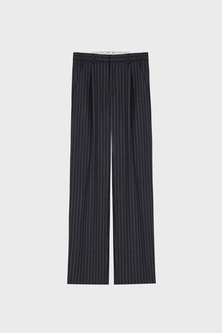TAILORED WIDE-LEG PANTS PINSTRIPED VIRGIN WOOL