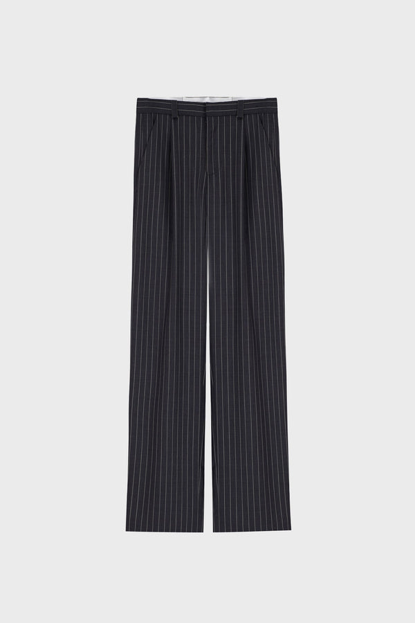 TAILORED WIDE-LEG PANTS PINSTRIPED VIRGIN WOOL