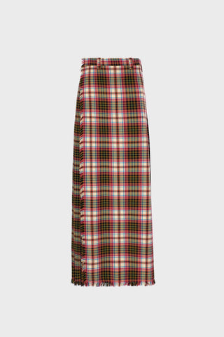 TAILORED PLEATED MAXI SKIRT IN TARTAN