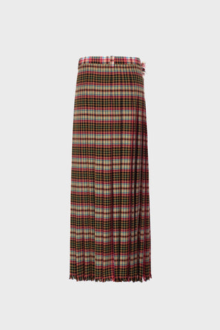 TAILORED PLEATED MAXI SKIRT IN TARTAN