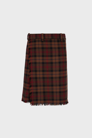 TAILORED PLEATED MIDI SKIRT IN TARTAN
