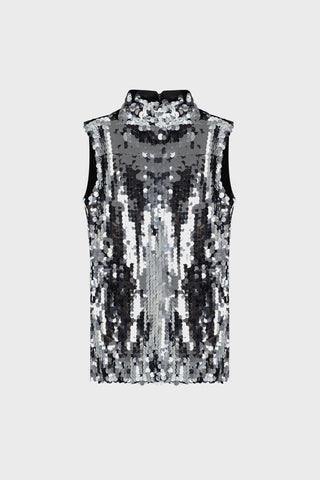 SEQUINED SLEEVELESS TOP IN TULLE