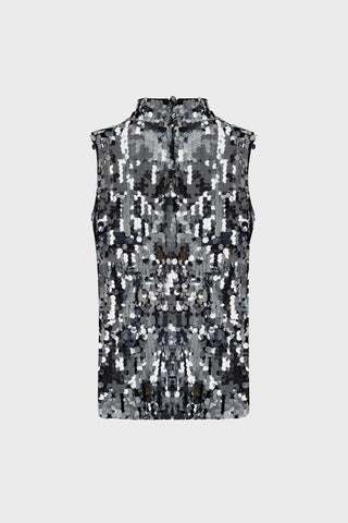 SEQUINED SLEEVELESS TOP IN TULLE