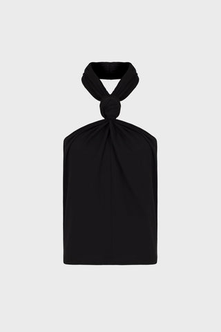TIE-NECK TOP IN VISCOSE-JERSEY