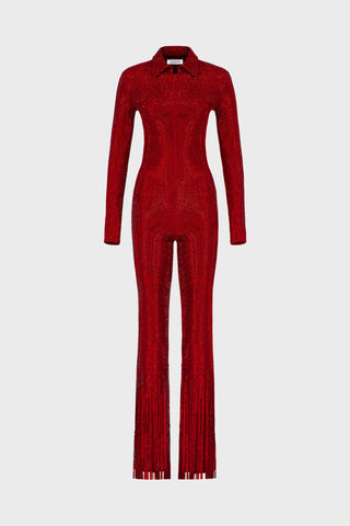 CRYSTAL-EMBELLISHED JUMPSUIT IN CREPE-JERSEY