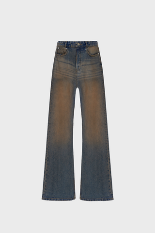 WIDE-LEG JEANS IN SAND-WASHED DENIM