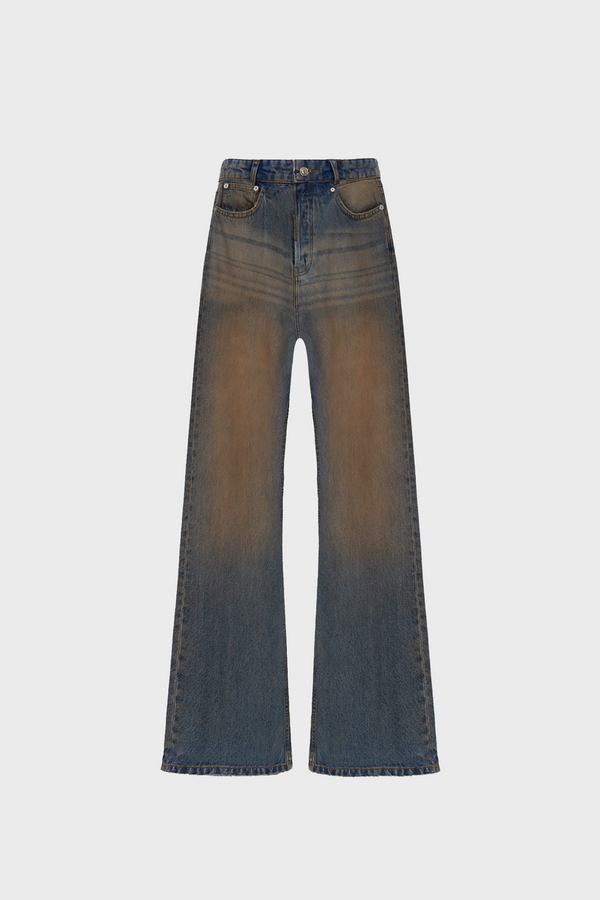 WIDE-LEG JEANS IN SAND-WASHED DENIM