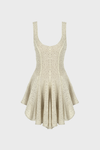 PANELED MINI DRESS IN SEQUIN-EMBELLISHED JERSEY