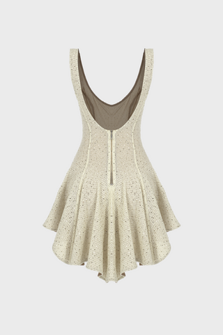 PANELED MINI DRESS IN SEQUIN-EMBELLISHED JERSEY