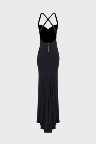 CROSS-BACK MAXI DRESS IN CREPE-JERSEY