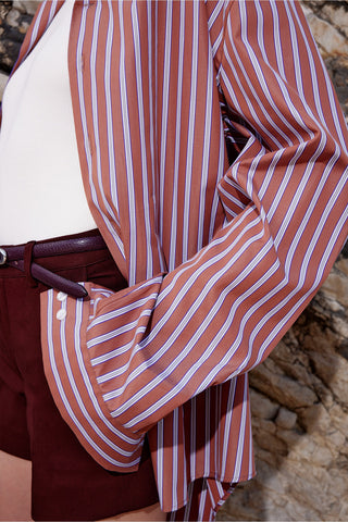 STRIPED LOOSE-FIT SHIRT IN COTTON-POPLIN