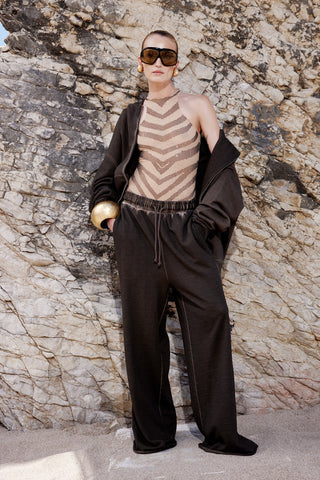 CRYSTAL-EMBELLISHED BODYSUIT IN MESH