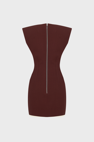 V-NECK TAILORED MINI DRESS IN ECOVERO-WOOL