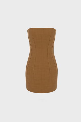 STRAPLESS TAILORED MINI DRESS IN WOOL