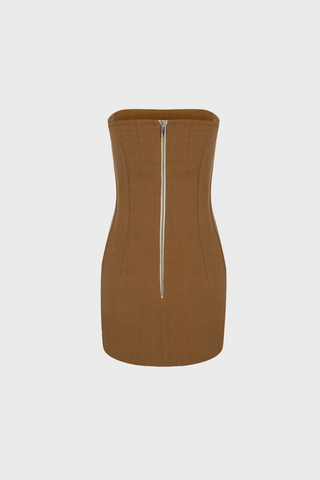 STRAPLESS TAILORED MINI DRESS IN WOOL