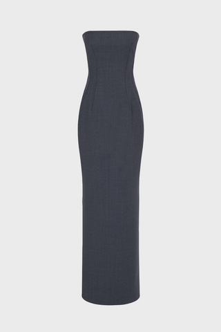STRAPLESS TAILORED MIDI DRESS IN WOOL