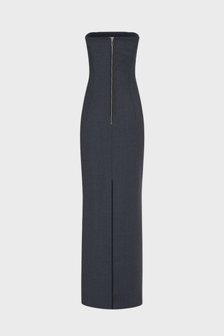 STRAPLESS TAILORED MIDI DRESS IN WOOL