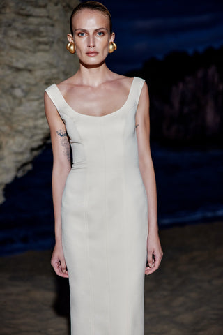 TAILORED MIDI TANK DRESS IN SILK-BLEND WOOL