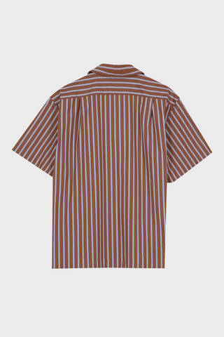 STRIPED CAMP-COLLAR SHIRT IN COTTON-POPLIN