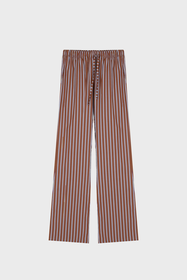 STRIPED WIDE-LEG PANTS IN COTTON-POPLIN