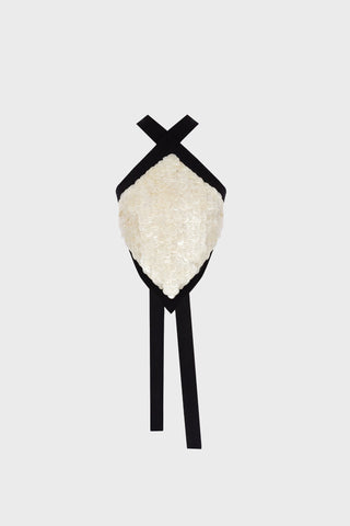 PEARL-EMBROIDERED TOP IN MESH