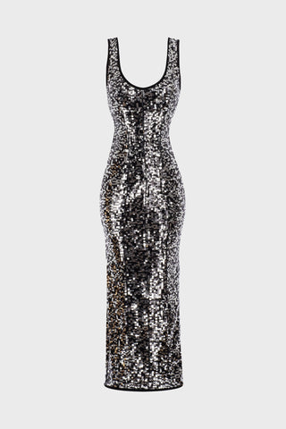 MIDI TANK DRESS IN SEQUIN-EMBELLISHED TULLE
