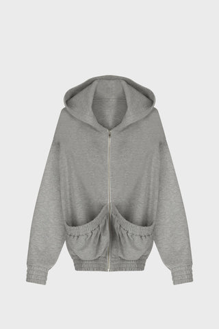 ZIPPED HOODIE IN COTTON-JERSEY