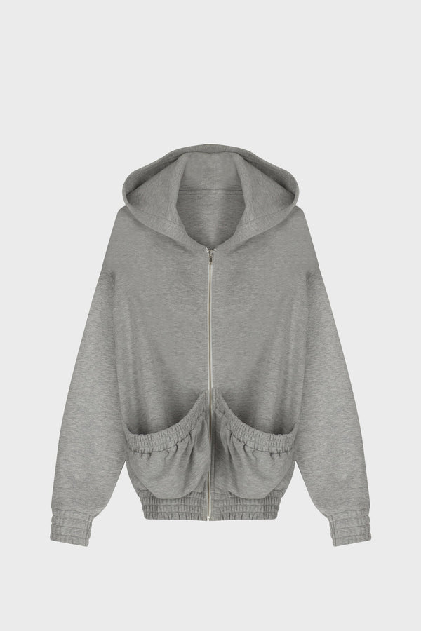 ZIPPED HOODIE IN COTTON-JERSEY