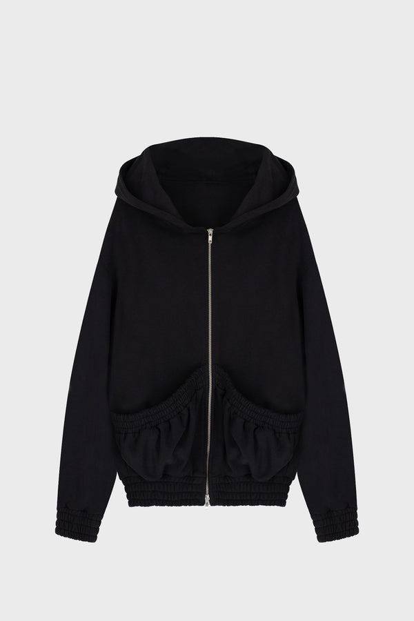 ZIPPED HOODIE IN COTTON-JERSEY