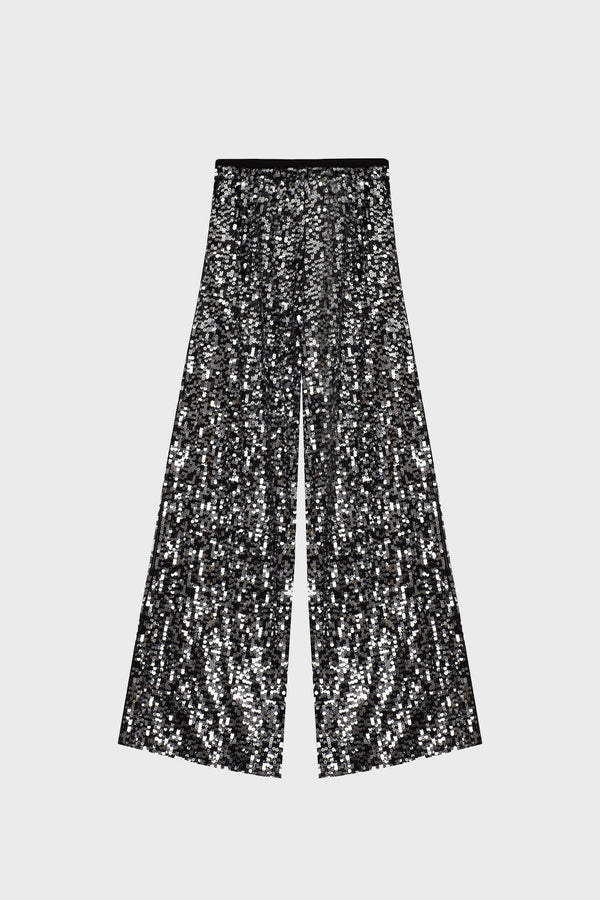 WIDE-LEG PANTS IN SEQUIN-EMBELLISHED TULLE