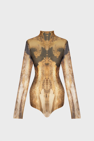 BODYSUIT IN PRINTED-MESH