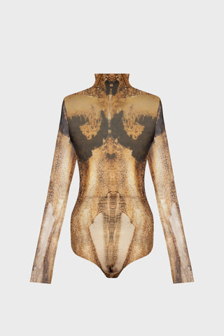 BODYSUIT IN PRINTED-MESH