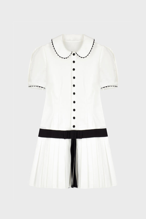 TAILORED GILET DRESS IN COTTON-POPLIN