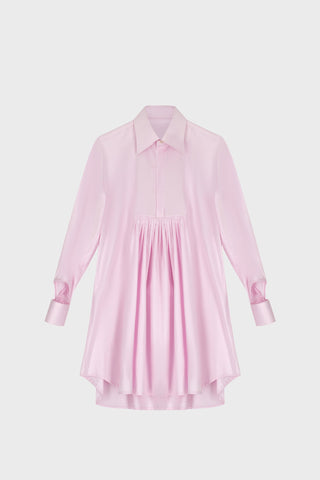 TAILORED SHIRT DRESS IN COTTON-SATIN