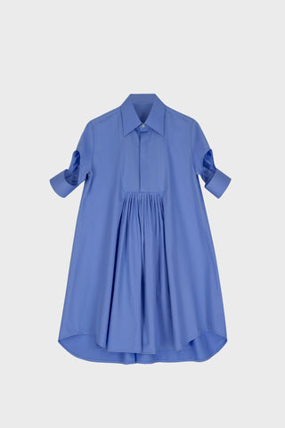 TAILORED SHIRT DRESS IN COTTON-SATIN