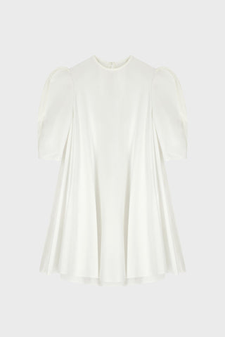 TAILORED BALLOON-SLEEVE DRESS IN COTTON-POPLIN