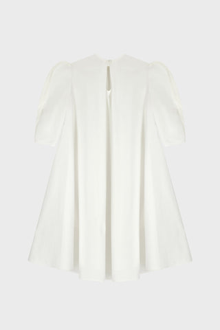 TAILORED BALLOON-SLEEVE DRESS IN COTTON-POPLIN