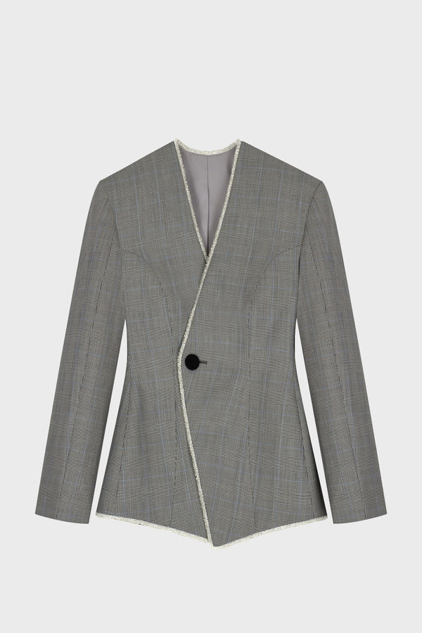 TAILORED CRYSTAL-EMBELLISHED JACKET IN MERINO-WOOL