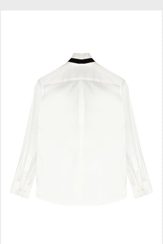 TAILORED RUFFLED-NECK SHIRT IN COTTON-POPLIN