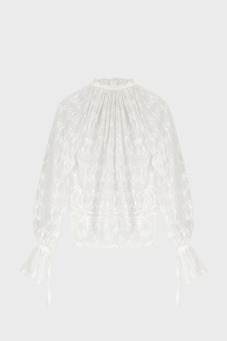 TAILORED RUFFLED SHIRT IN LACE