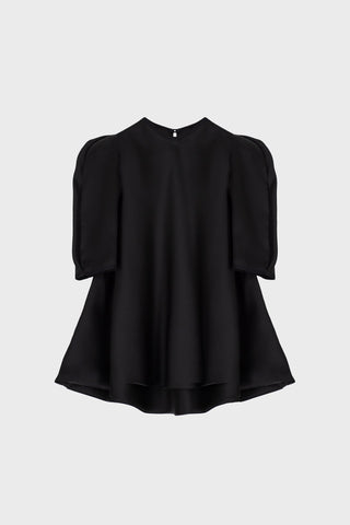 TAILORED BALLOON-SLEEVE DRESS IN SILK-ORGANZA