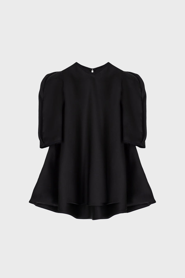 TAILORED BALLOON-SLEEVE TOP IN SILK-ORGANZA